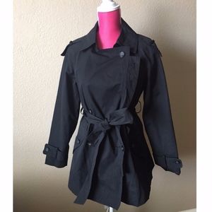 All Saints Black Belted Trench Coat